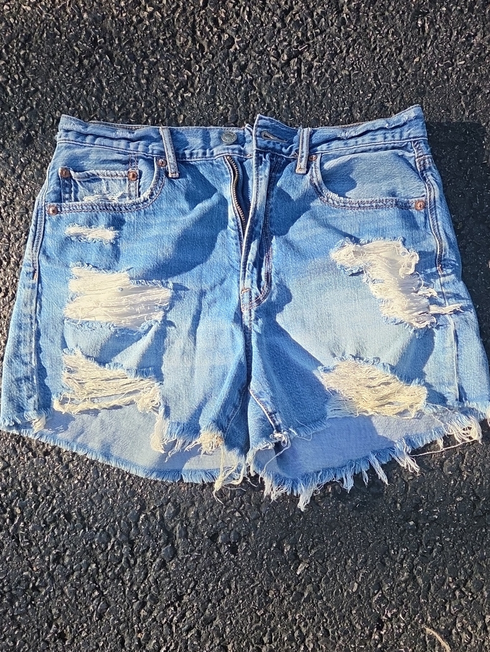 American Eagle Outfitters Distressed Light Blue Denim Cutoff Shorts